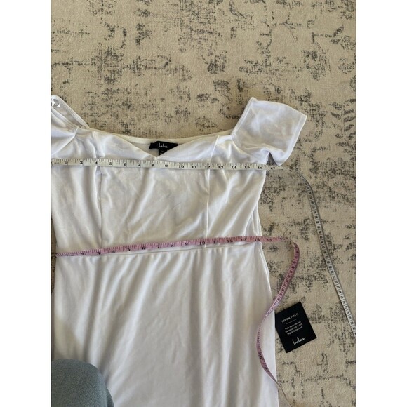 Lulus How Much I Care White Velvet Off-the-Shoulder Midi Dress Size XL Bridal - Picture 5 of 7